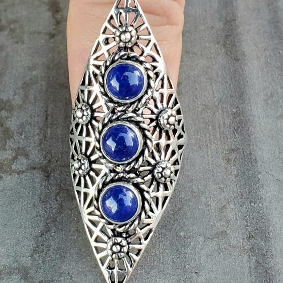 New Lapis Lazuli Silver Statement Ring. - Picture 13 of 16